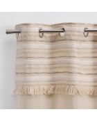 2 Rideaux à Oeillets Atlas Finition Top Tissé et Franges naturel - 140x240 cm