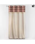 2 Rideaux à Oeillets Atlas Finition Top Tissé et Franges oranges - 140x240 cm