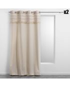 2 Rideaux à Oeillets Atlas Finition Top Tissé et Franges naturel - 140x240 cm