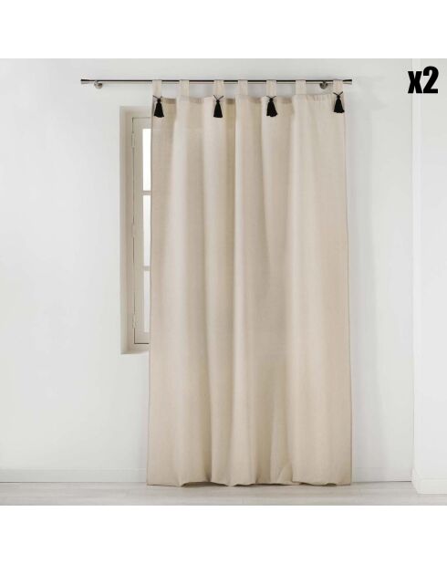 2 Rideaux à Passants Cyrine naturel - 140x240 cm
