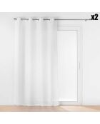 2 ojales blancos con efecto lino tejido Haltona, transparente, 140 x 240 cm