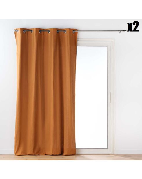 2 Rideaux à Oeillets Twily marron - 135x260 cm