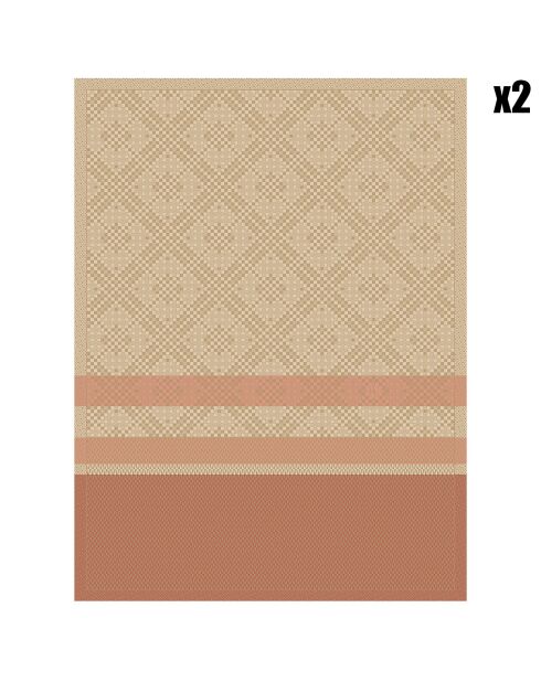 2 strofinacci da tè beige Essential Graphic Earth - 80x60 cm