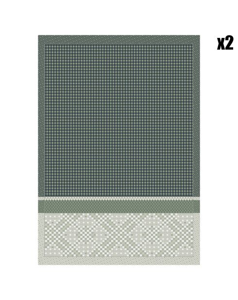 2 Essuie-mains Essentiel Graphique Nature verts - 54x38 cm