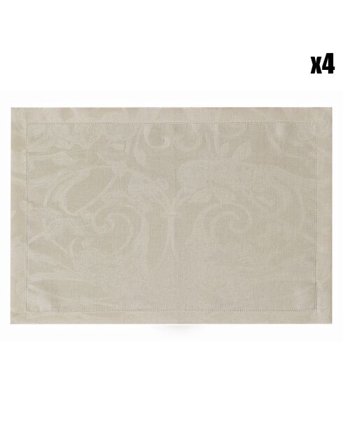 4 Sets de table 100% Lin Tivoli Blé jaune gris - 50x38 cm