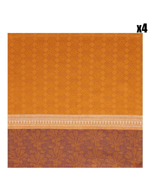 4 Serviettes de table 100% Lin Croisière sur le Nil Désert orange - 58x58 cm