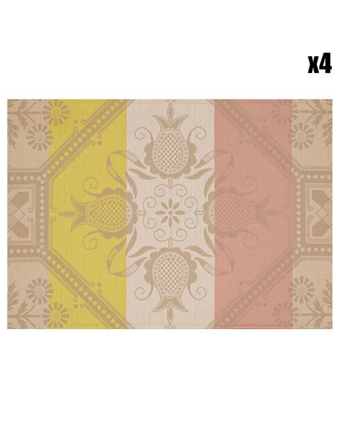 4 Sets de table enduits Hacienda Grès beige/rose - 50x36 cm