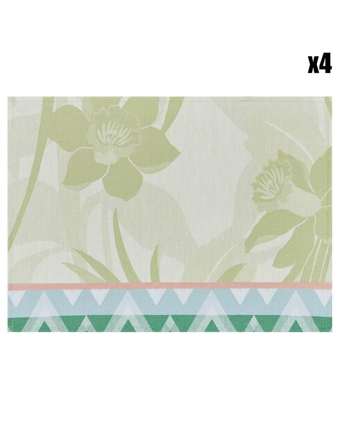 4 Serviettes de table La Vie en Vosges Jonquille verts - 58x58 cm