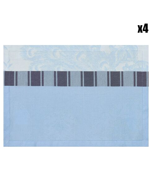 4 Sets de table À La Française Eau bleus - 54x38 cm