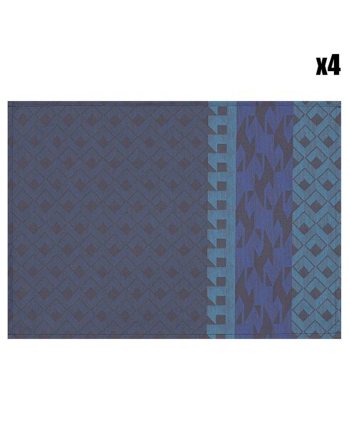 4 Sets de table enduits Caractère Cosmos bleus - 50x36 cm