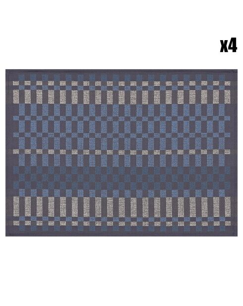 4 Sets de table enduits Origin Rythme Denim bleus - 50x36 cm
