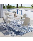 4 Chaises de jardin empilables en textilène blanc/beige - 51.5x68x84 cm