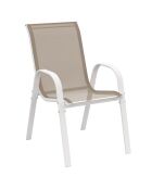 4 Chaises de jardin empilables en textilène blanc/beige - 51.5x68x84 cm