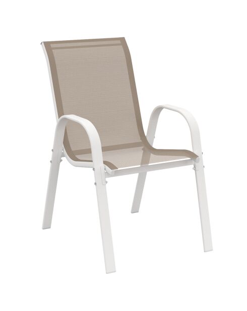 4 Chaises de jardin empilables en textilène blanc/beige - 51.5x68x84 cm