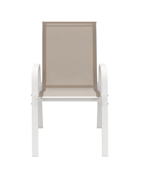 4 Chaises de jardin empilables en textilène blanc/beige - 51.5x68x84 cm