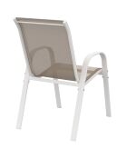 4 Chaises de jardin empilables en textilène blanc/beige - 51.5x68x84 cm