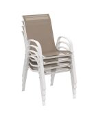4 Chaises de jardin empilables en textilène blanc/beige - 51.5x68x84 cm