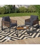 Salon de jardin Ozéa 2 places en métal gris anthracite/rotin