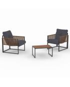 Salon de jardin Ozéa 2 places en métal gris anthracite/rotin