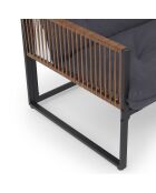 Salon de jardin Ozéa 2 places en métal gris anthracite/rotin