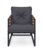 Salon de jardin Ozéa 2 places en métal gris anthracite/rotin