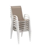 6 Chaises de jardin empilables en textilèn blanc/beige - 51.5x68x84 cm