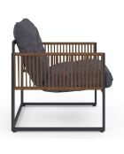 Salon de jardin Ozéa 2 places en métal gris anthracite/rotin