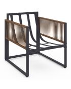 Salon de jardin Ozéa 2 places en métal gris anthracite/rotin