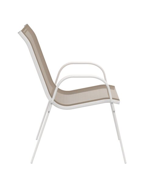 6 Chaises de jardin empilables en textilèn blanc/beige - 51.5x68x84 cm