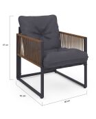 Salon de jardin Ozéa 2 places en métal gris anthracite/rotin