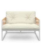 Salon de jardin Ozéa 4 places en métal blanc/rotin clair