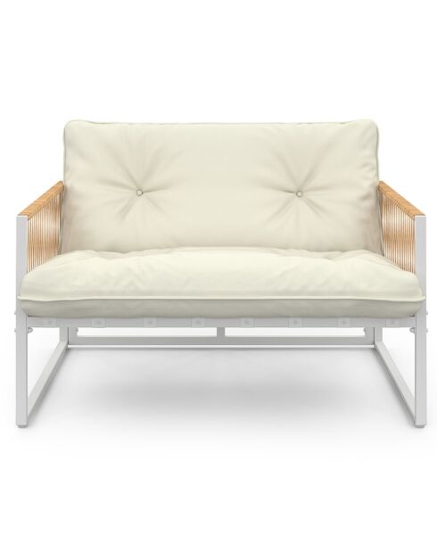 Salon de jardin Ozéa 4 places en métal blanc/rotin clair