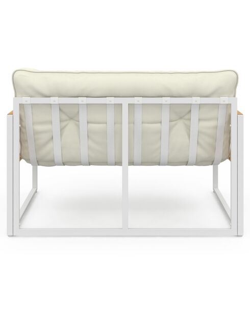 Salon de jardin Ozéa 4 places en métal blanc/rotin clair