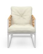 Salon de jardin Ozéa 4 places en métal blanc/rotin clair