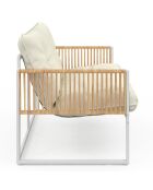 Salon de jardin Ozéa 4 places en métal blanc/rotin clair