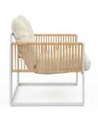 Salon de jardin Ozéa 4 places en métal blanc/rotin clair