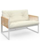 Salon de jardin Ozéa 4 places en métal blanc/rotin clair