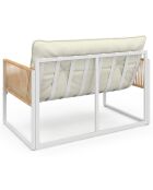 Salon de jardin Ozéa 4 places en métal blanc/rotin clair