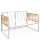 Salon de jardin Ozéa 4 places en métal blanc/rotin clair