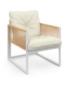 Salon de jardin Ozéa 4 places en métal blanc/rotin clair