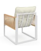 Salon de jardin Ozéa 4 places en métal blanc/rotin clair