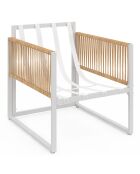 Salon de jardin Ozéa 4 places en métal blanc/rotin clair