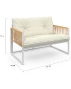 Salon de jardin Ozéa 4 places en métal blanc/rotin clair