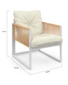 Salon de jardin Ozéa 4 places en métal blanc/rotin clair