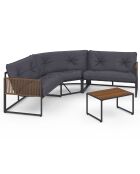 Salon de jardin d'angle Ozéa 6 places en métal et cordage gris anthracite/rotin