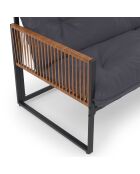 Salon de jardin d'angle Ozéa 6 places en métal et cordage gris anthracite/rotin