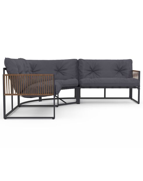 Salon de jardin d'angle Ozéa 6 places en métal et cordage gris anthracite/rotin