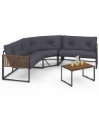 Salon de jardin d'angle Ozéa 6 places en métal et cordage gris anthracite/rotin