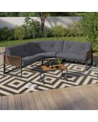 Salon de jardin d'angle Ozéa 6 places en métal et cordage gris anthracite/rotin