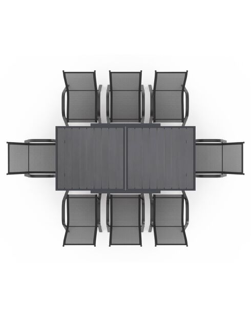 Uitschuifbaar tuinmeubilair voor 8 personen in grijs polywood